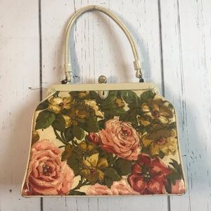 Vinyl vintage floral handbag